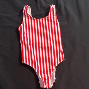 Red and White Striped Swimsuit